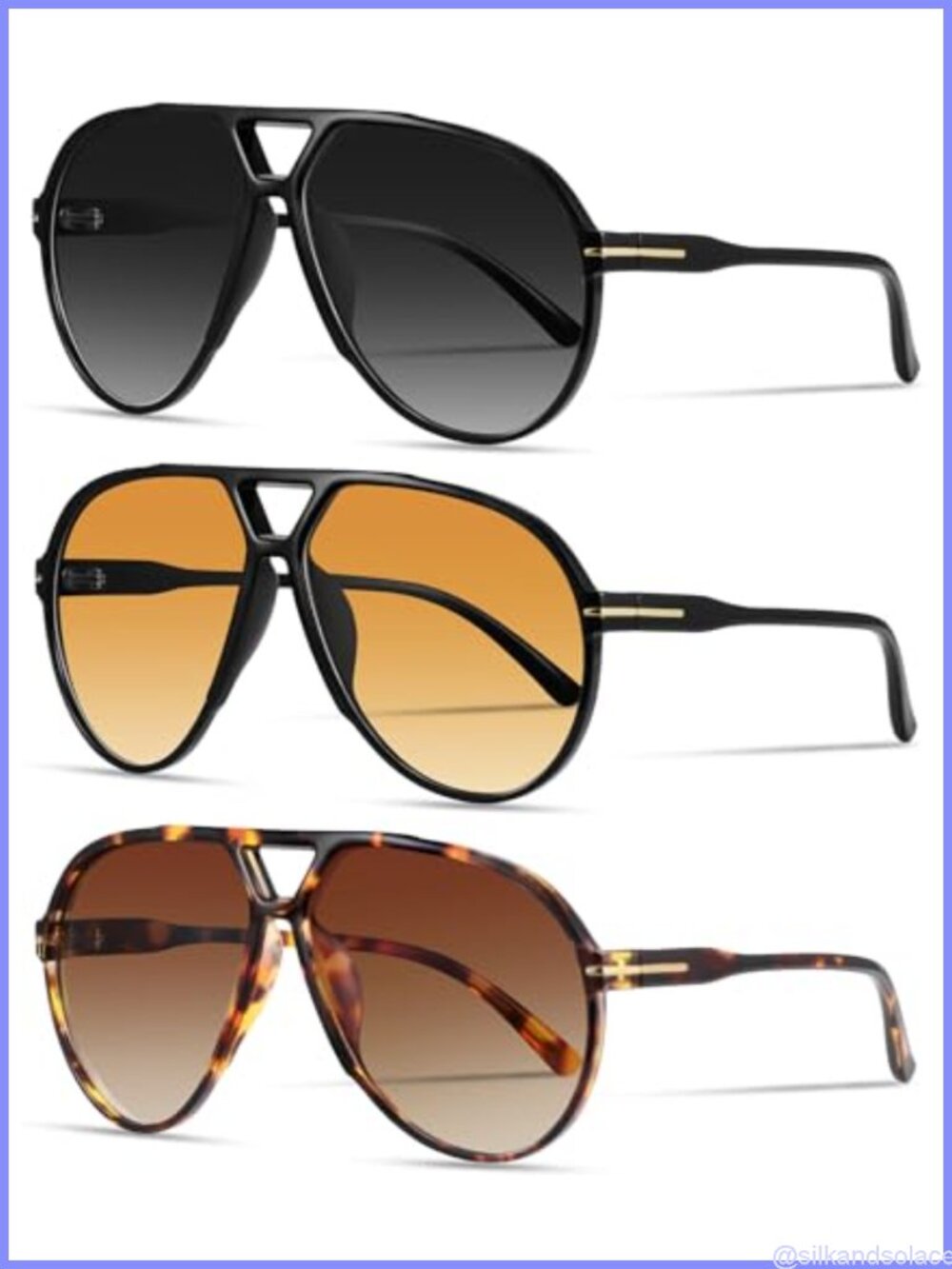 Oversized Retro Aviator Sunglasses 70s Vintage UV400 Full-Frame Unisex